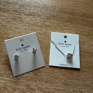 Kate Spade Silver Knot Necklace + Earrings Matching set